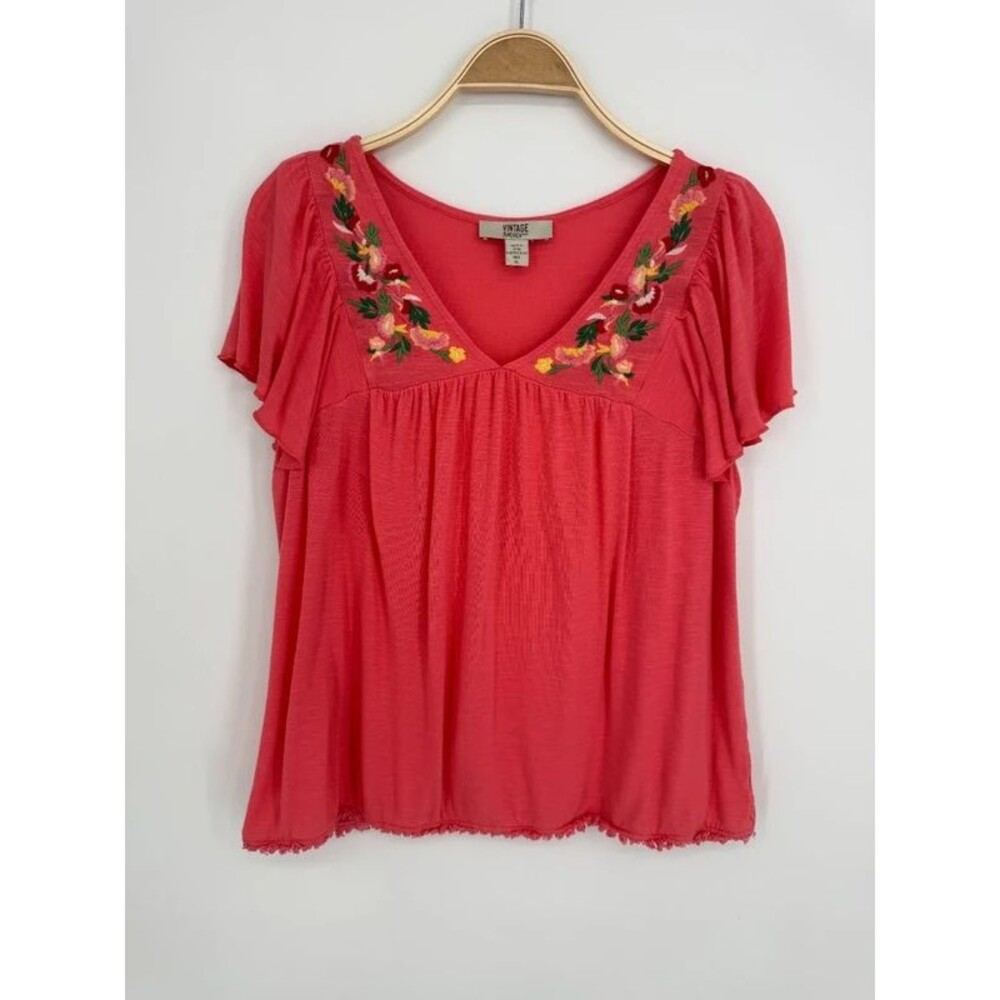 Vintage America Boho Embroidered Blouse Size XL